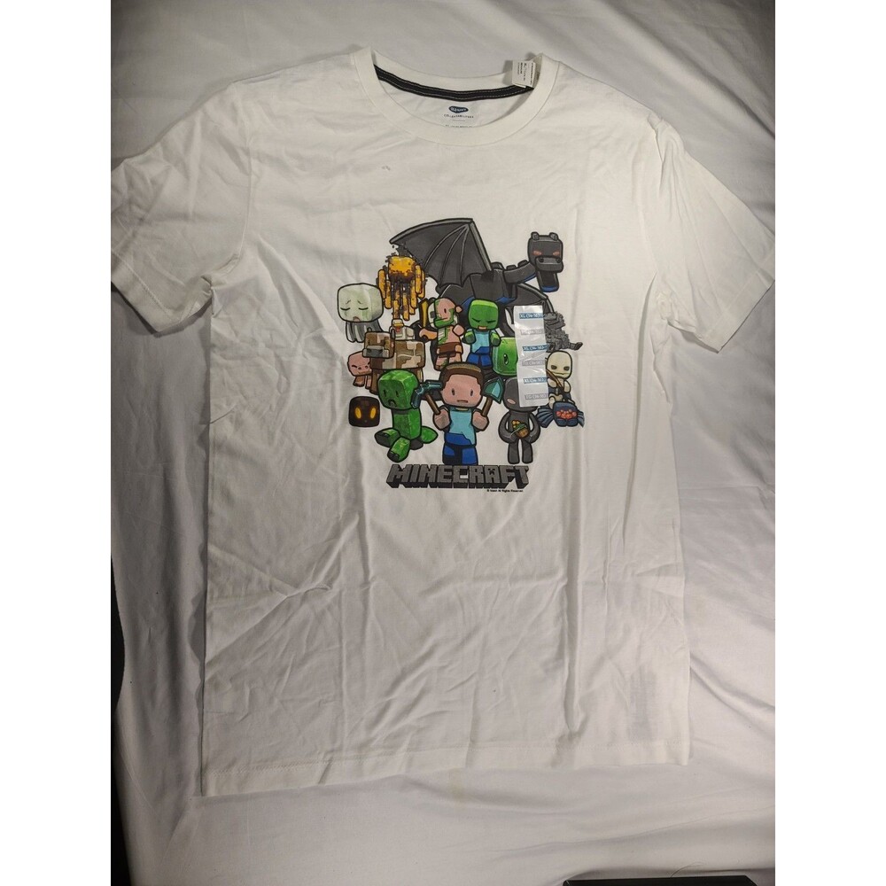 Old Navy Collectabilitees Minecraft Graphic T-Shirt Kids XL 14-16 White
